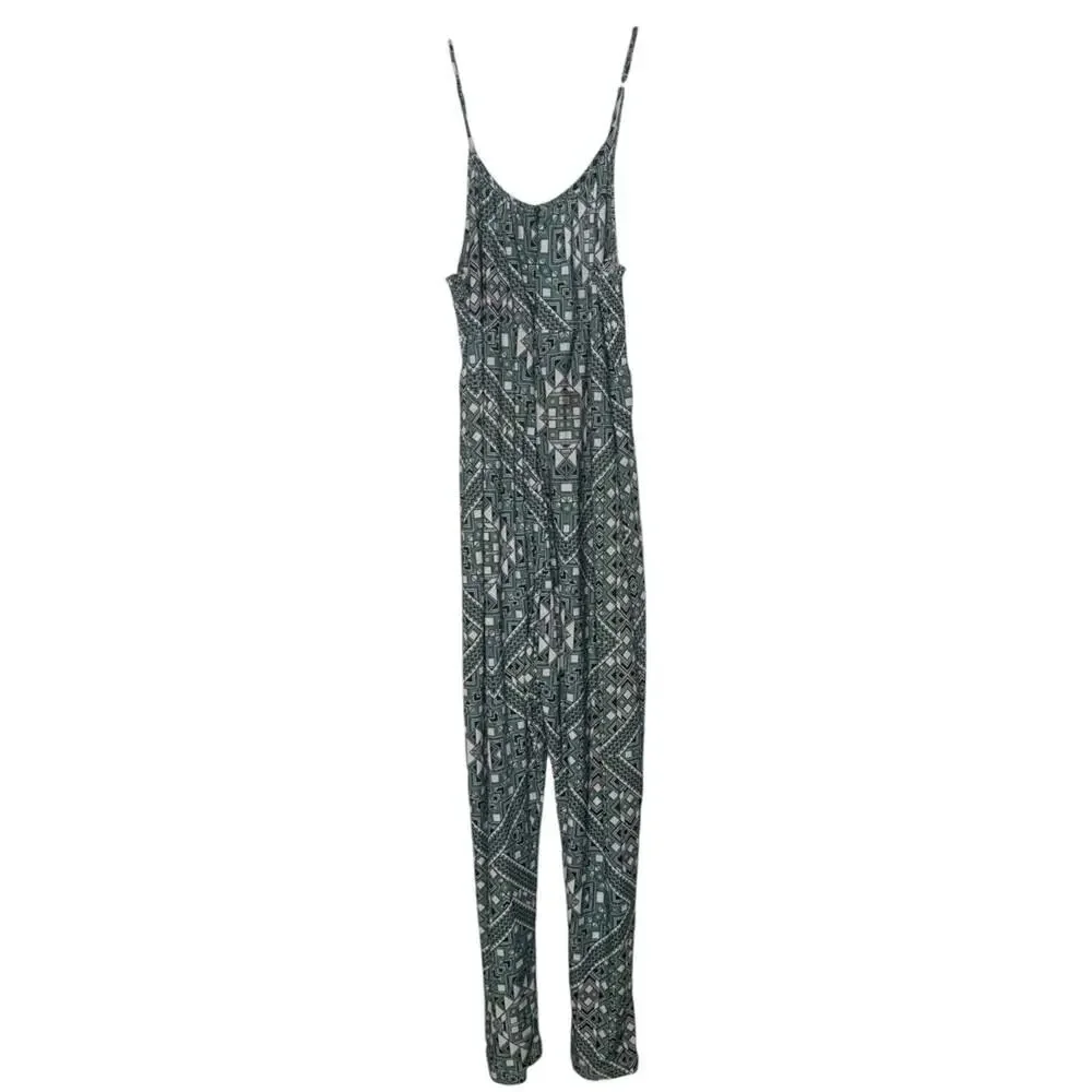 Urban Outfitters Ecoté Taylor Crinkle Geometric Print Jumpsuit - Picture 2 of 2